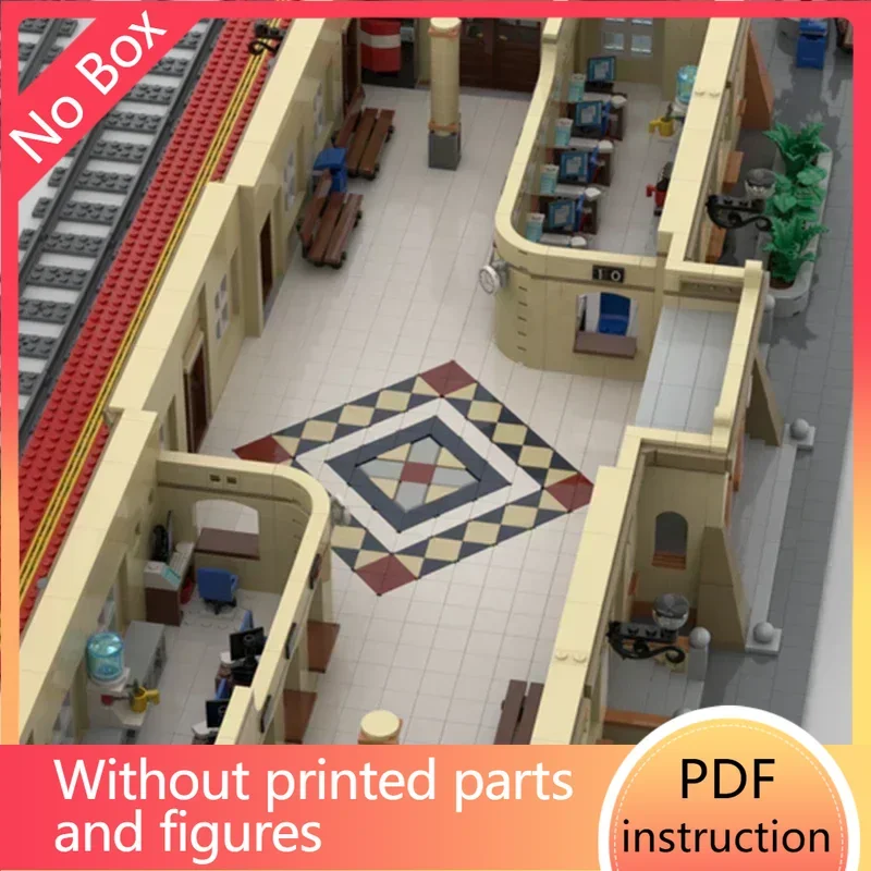 ชุดตัวต่อโมเดลสถานีรถไฟสไตล์นีโอคลาสสิก ของเล่นประกอบเอง ชุดของขวัญสำหรับเทศกาลคริสต์มาส