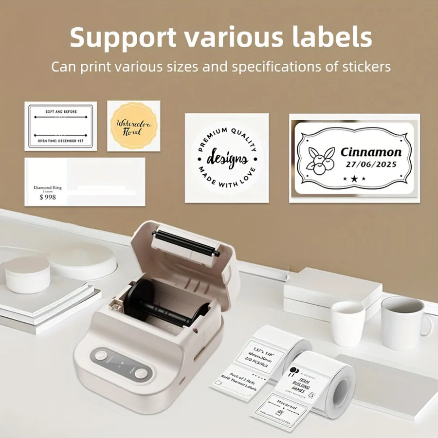 Mini Portable Thermal Printer Self-adhesive Label Printer Portable 12-58mm Label Makers For Home/Office/Business As B21 P50 M110