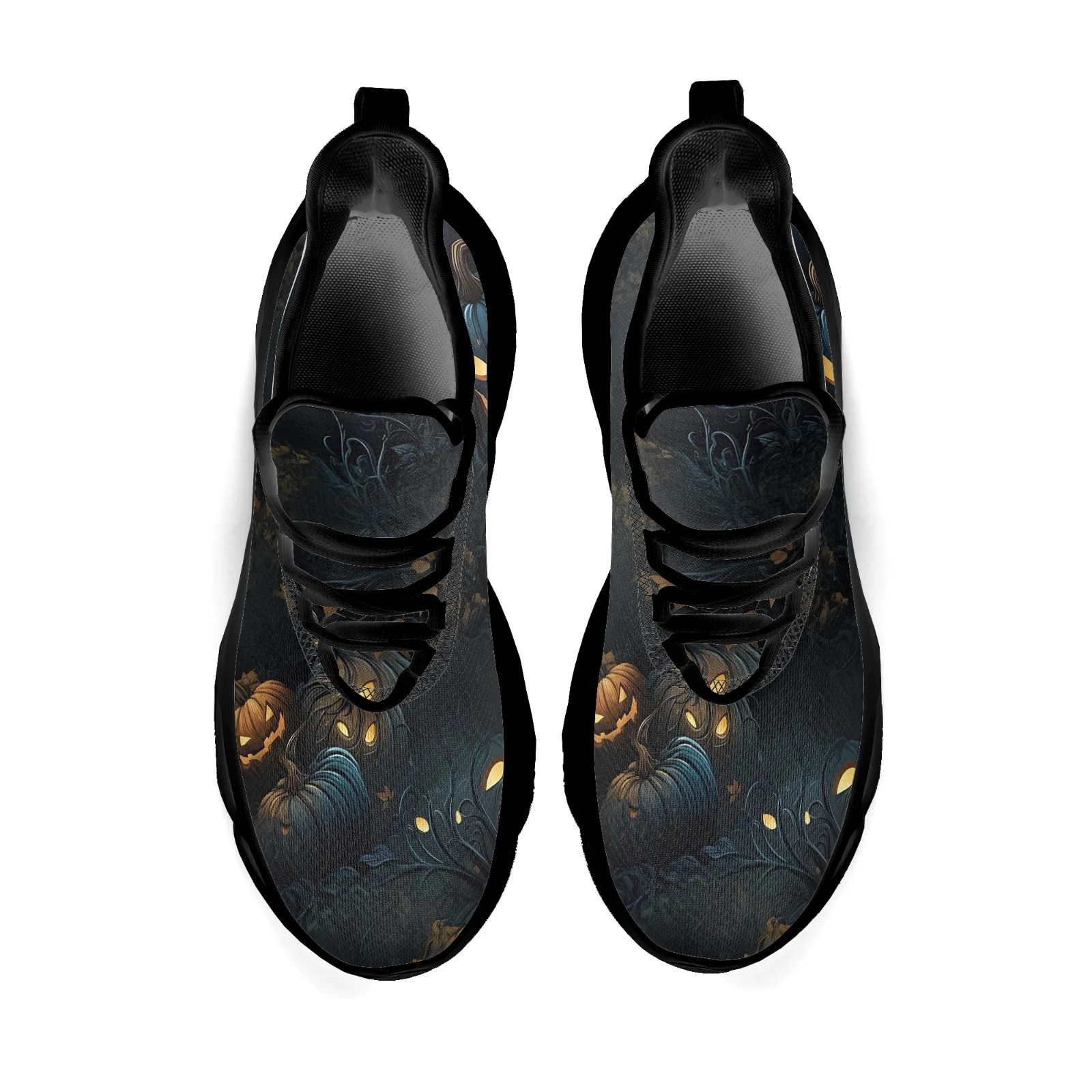 Customized Halloween pumpkin lantern casual sneakers men's and women's running shoes lightweight mesh shoes