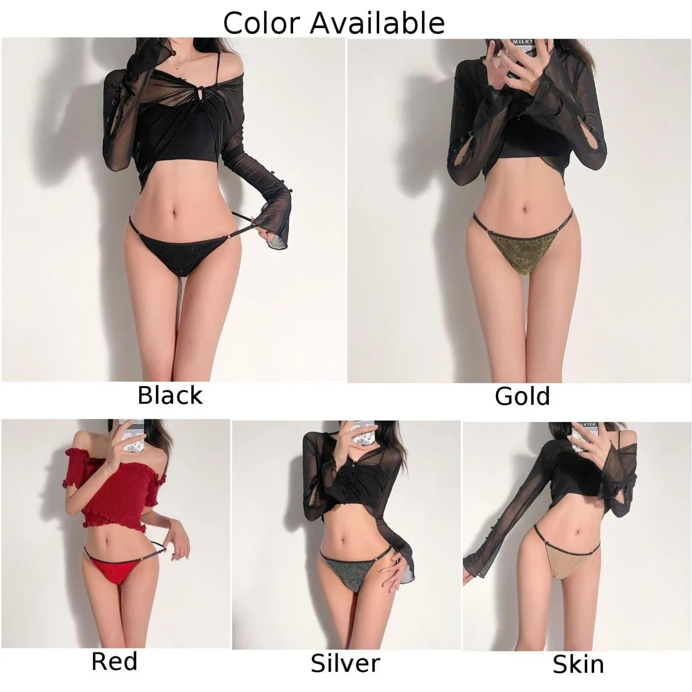 新しい女性のセクシーなアイスシルクランジェリーシャイニングブリーフパンツローライズ Tバックストリップ調節可能なフラッシュ通気性レディース G ストリング