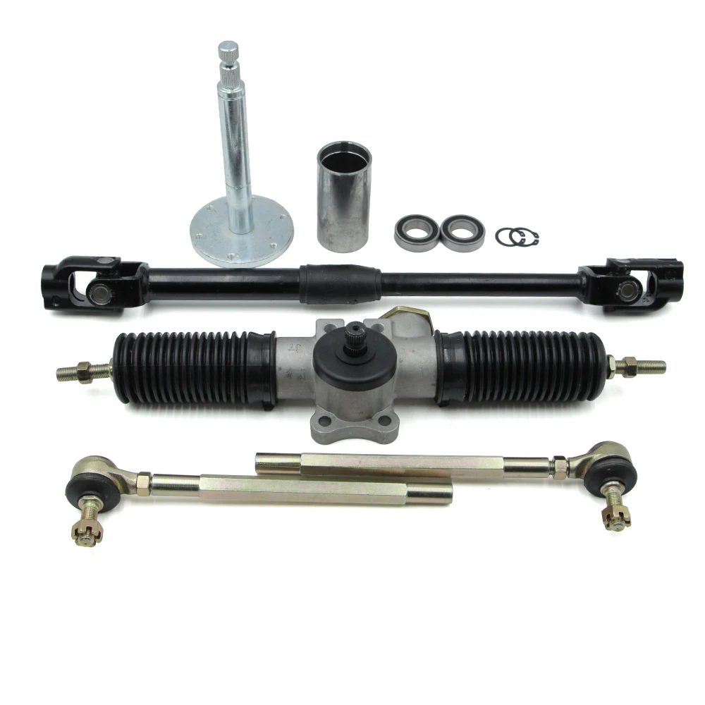 

420/360mm Rack and Pinion Steering Gear Steering Shaft Tie Rod with Steering Wheel Bracket Hub Kit Fits Dirt Bike Quad Kart UTV