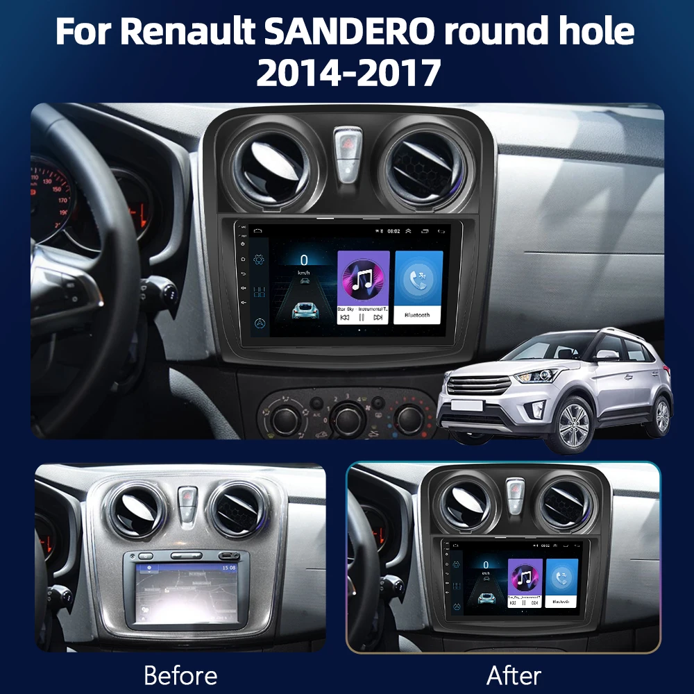 Podofo 8G+128G CarPlay For Renault Logan 2 Sandero 2 2012-2019 Android Car Radio 4G Multimedia Player 2din Head Unit HiFi Stereo