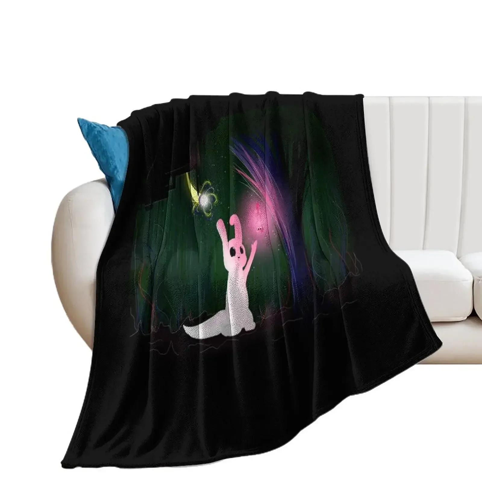 Glowing Slugcat // Rain World Throw Blanket for sofa Sofa Throw Bed covers Blankets