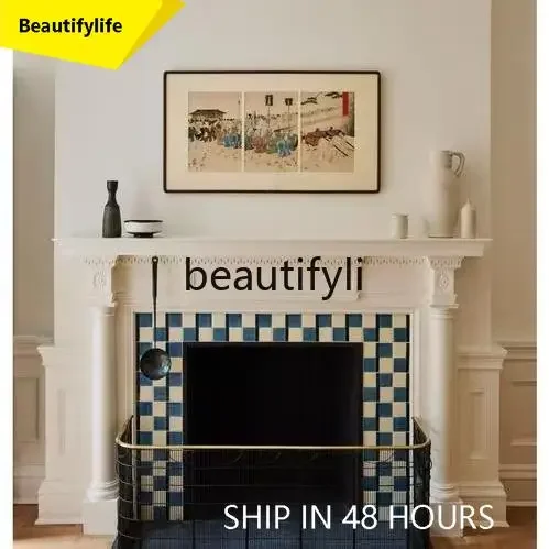 Vintage Style Fireplace Mantel Retro French Entryway Cabinet Water Divider Cover American Style Fireplace Cabinet