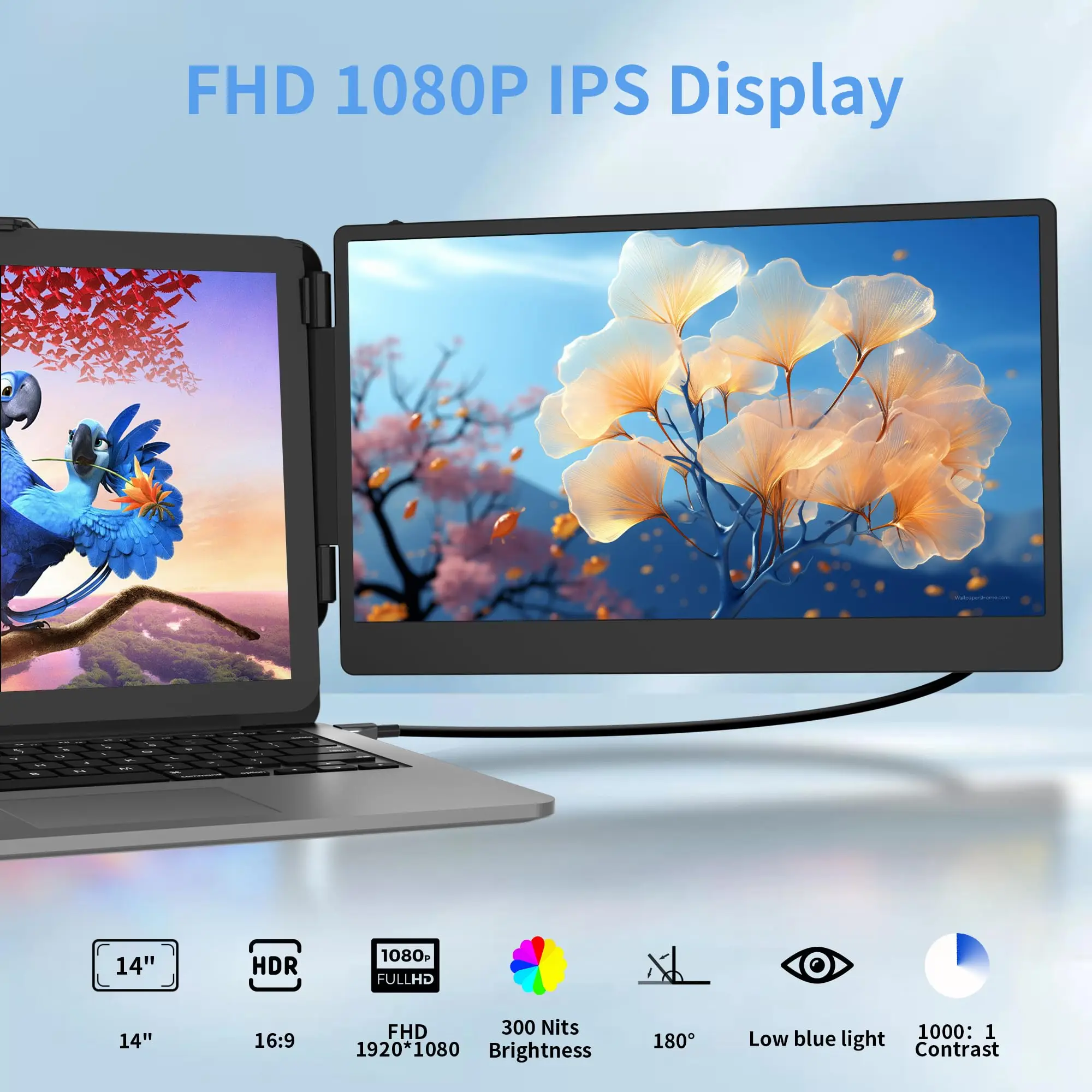 2025 Model 15.6 Inch Monitor Gaming Portable 3 Screens Triple Screen Extender for Win MacBook Pro Laptop Monitor Extension