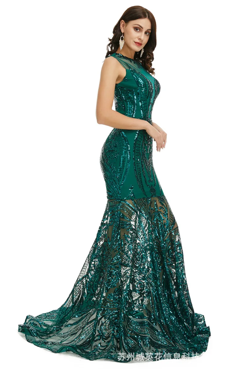 2022เงาปัก Sequins Mermaid Prom ชุดเดรสแขนสั้นซับเซ็กซี่ลึก V คอชุดราตรีชุดราตรี