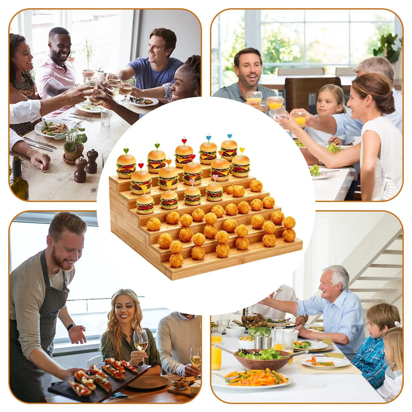 

Food Skewer Holder 6-Tier Cheese Serving Rack Food Skewer Display Stand For Fruit Appetizer Vegetable Meat Cheese Cocktail Party