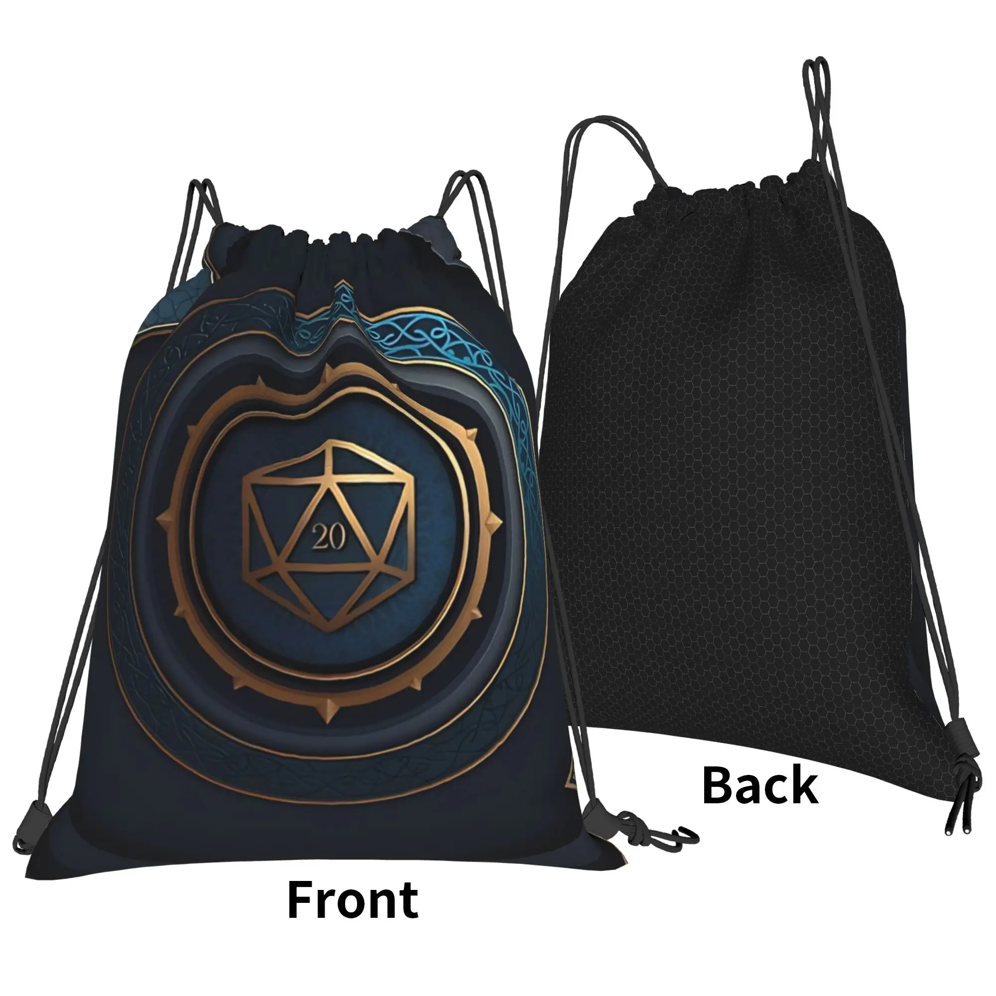 DND Fantasy Emblem Portable Sports Riding Gym Drawstring Storage Sporty Backpacks