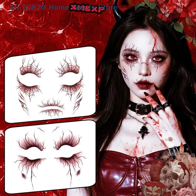 Vein Design Fake Tattoo For Halloween Party Body Art Waterproof Vascular Tattoo Stickers For Women Men Eyebrow Face Makeup