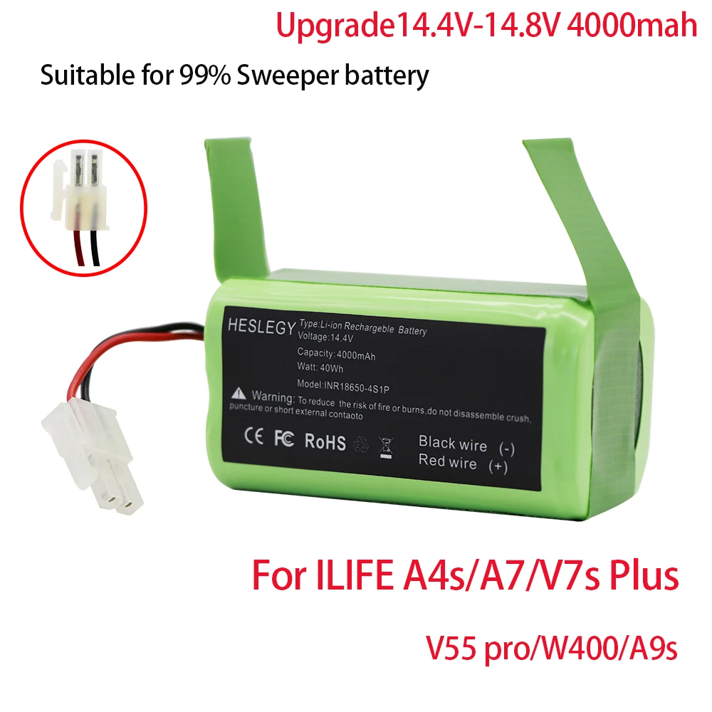 14.8V Li-lion Battery For ILIFE A4s/A7/V7s Plus/V55 Pro/W400/A9s PX-B020 Robot Vacuum Cleaner 14.8v 2600mah Batteries CR130 Part