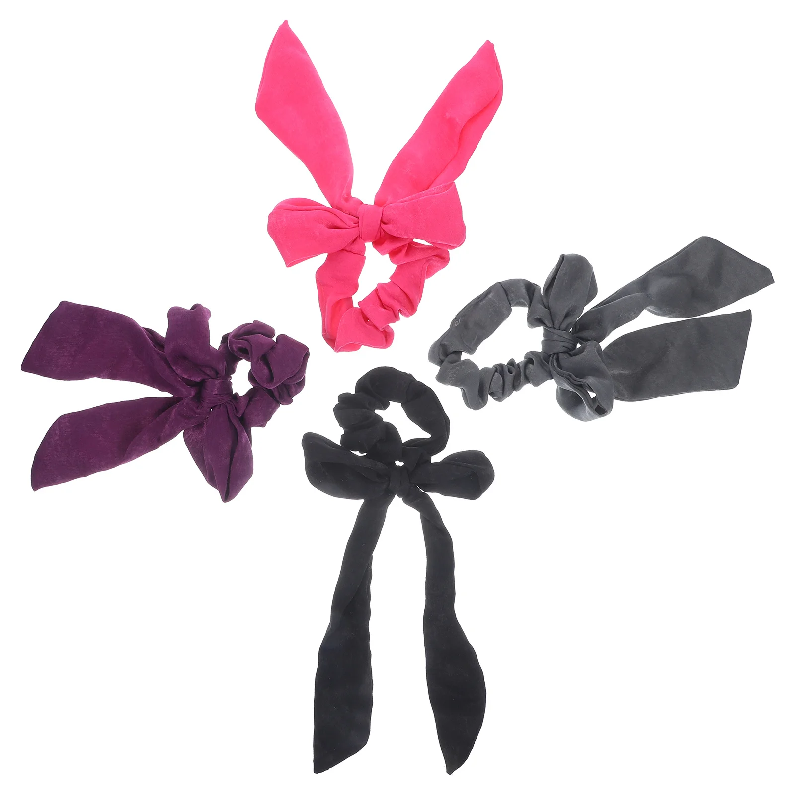 4 Buah Ikat Rambut Pita Satin Ikat Rambut Elastis untuk Wanita dan Anak Perempuan, Cocok untuk Pemakaian Kasual, Hadiah Ikat Rambut Pita