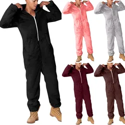 Men Warm Teddy Fleece Onesie Fluffy Sleep Lounge Adult Sleepwear One Piece Pyjamas Male Jumpsuits Hooded Onesies For Adult Men