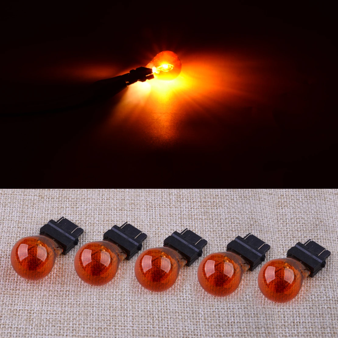 

12V 5Pcs 3157 Amber Universal Car Turn Signal Parking DRL Light Lamp Halogen Bulb Plug & Play