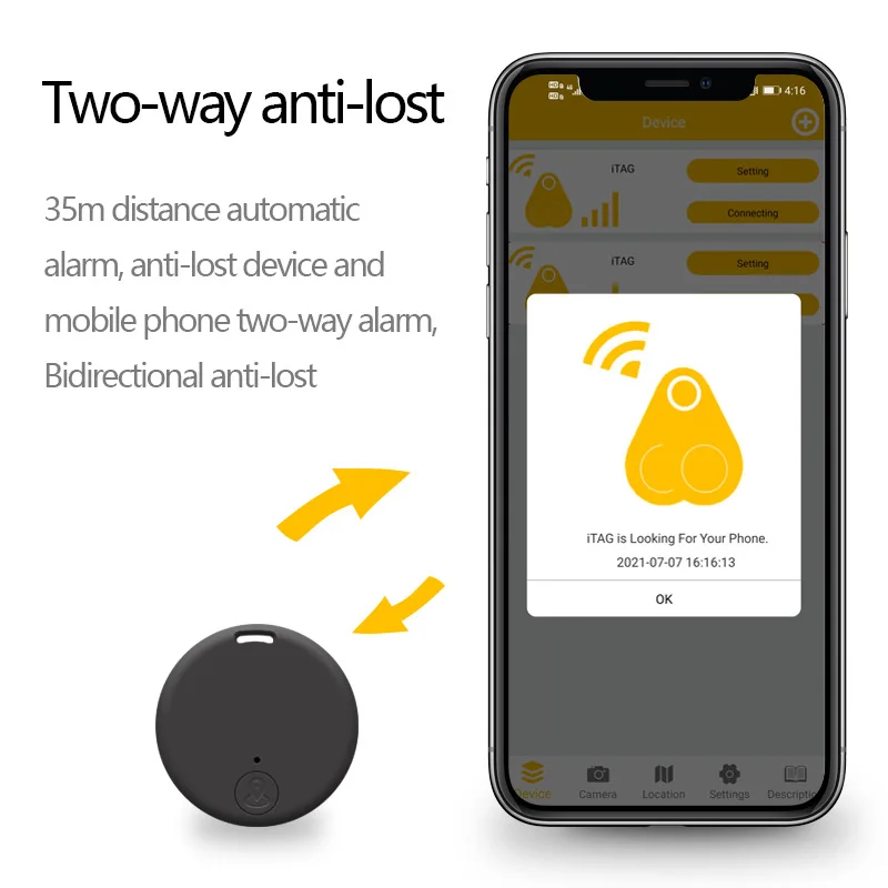 Mini rastreador GPS inteligente compatible con Bluetooth, buscador antipérdida ITag, alarma, localizador GPS, posicionamiento inalámbrico,