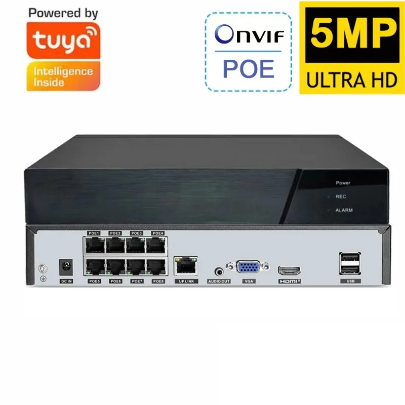 Tuya Smart Life 8CH 4CH 5MP 4MP POE ONVIF NVR Video Recorder IP Camera CCTV System Network P2P Video Surveillance Camera