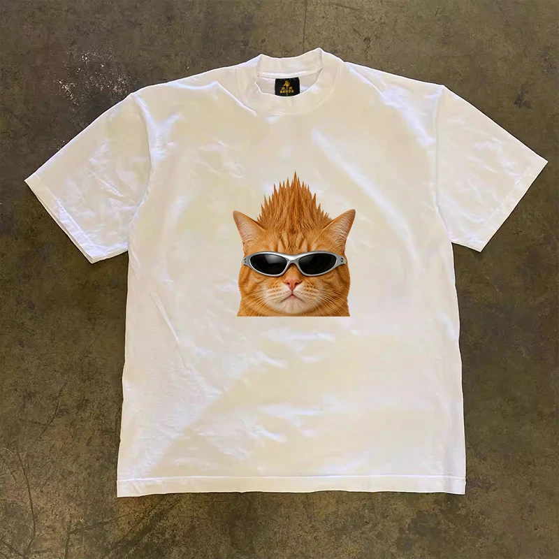 Loose Fit Cotton T-Shirt Unisex Short Sleeve Double Thread UPUPXIA Hero Print Sweat Absorbent round Neck Casual Summer Top