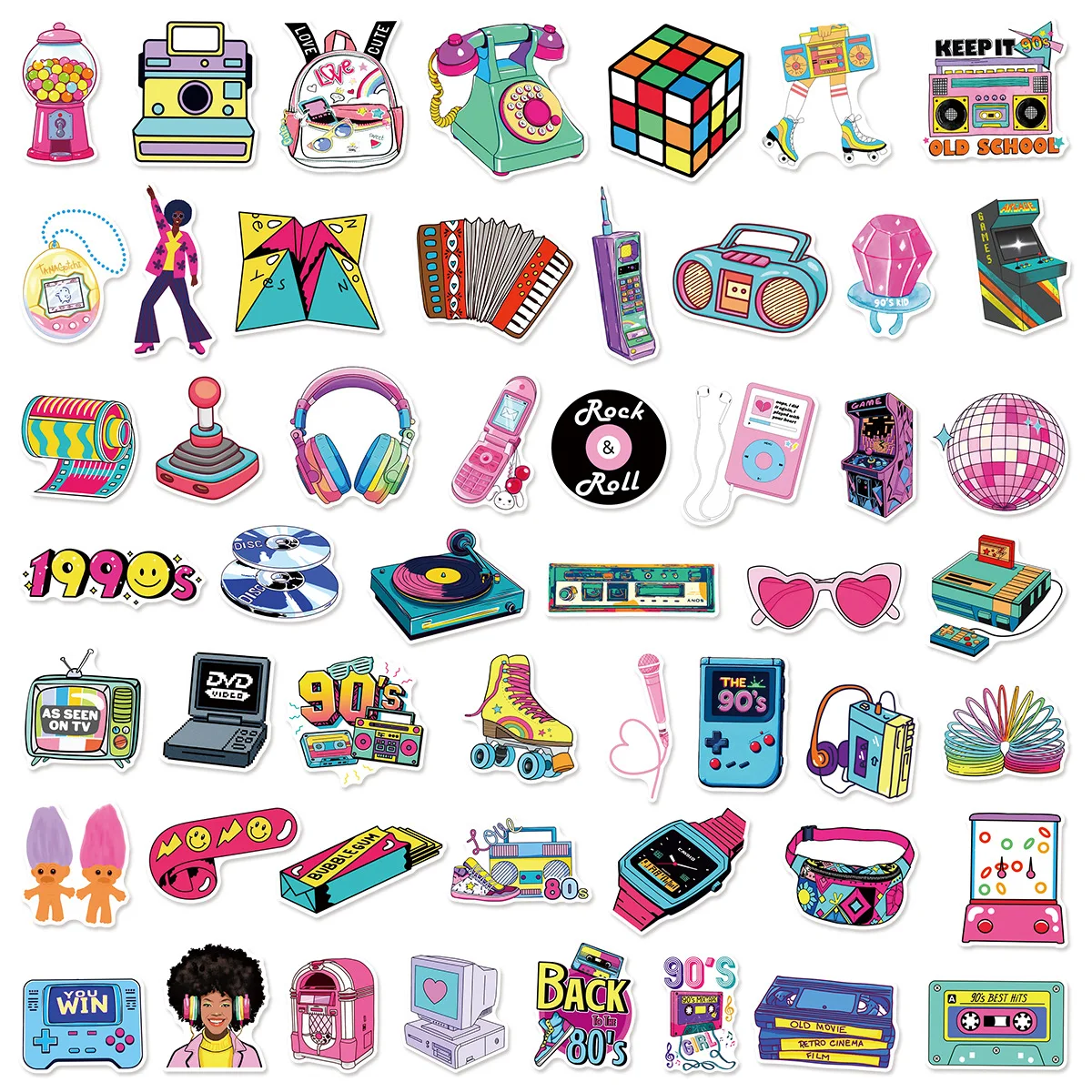 50 SZTUK Naklejek Cartoon Retro Small Fresh Graffiti DIY Dekoracja Etui na Telefon Komórkowy Notatnik Kubek na Wodę Wodoodporne Naklejki Zabawki Prezent