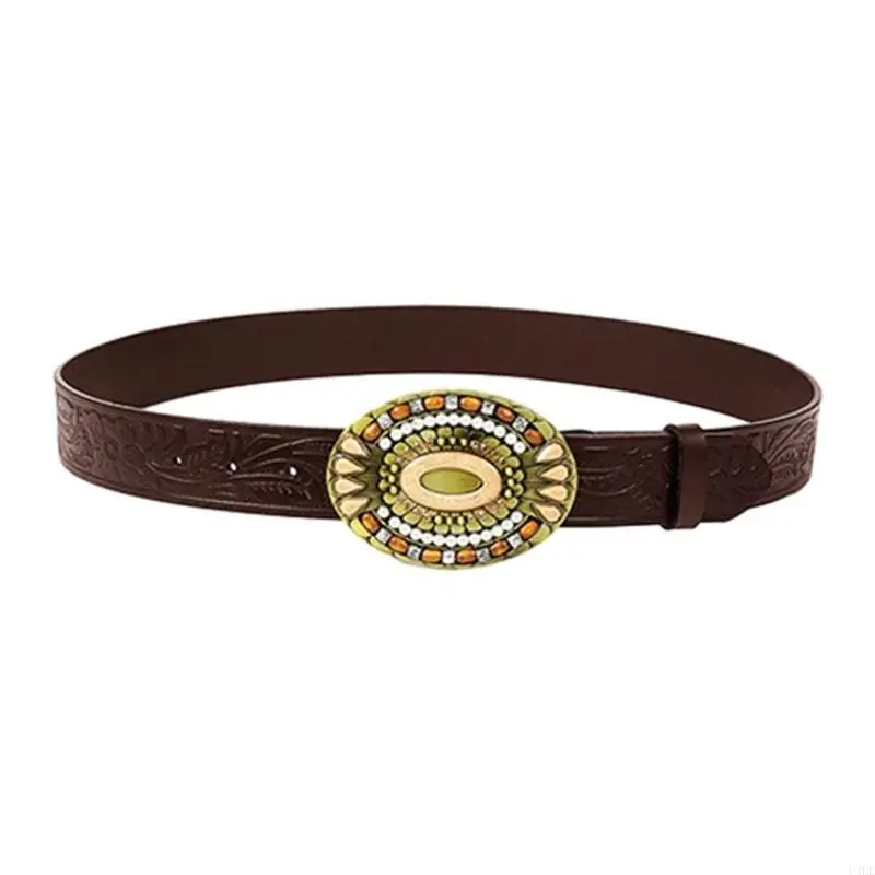

U4LE Hot Girl Belt Cowgirl Wide Waist Belt with Flower for Jeans Dresse Club Bar