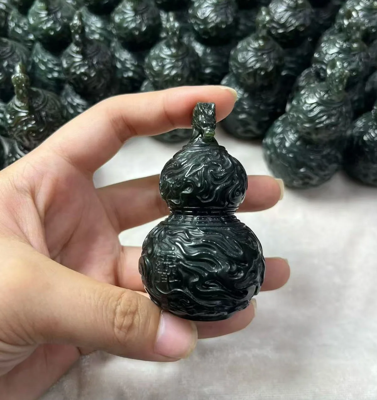 Pure Natural hetian Jade hand carved calabash Toys in hand Exquisite jade ornaments pendant Add certificate