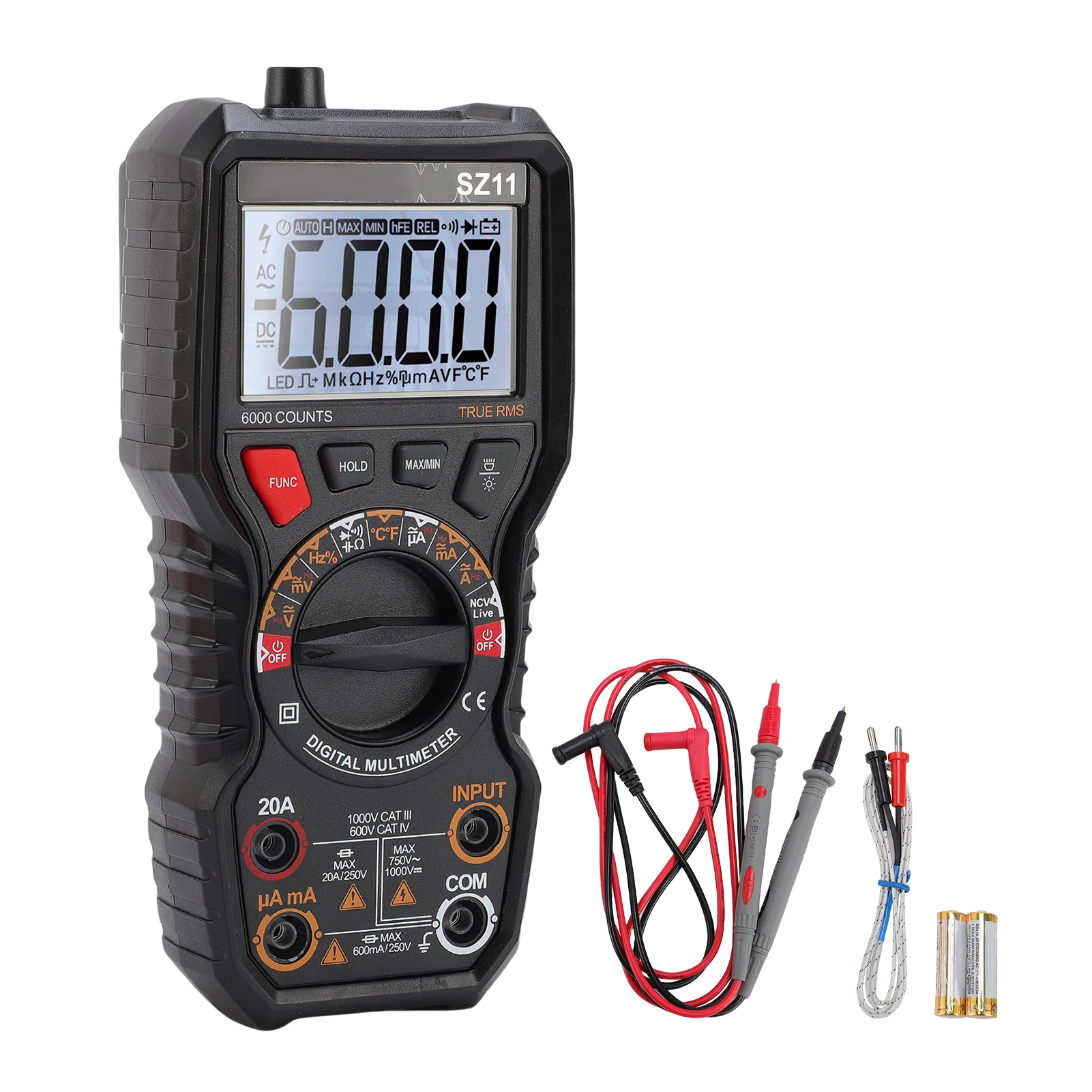 Digital Multimeter 6000 Counts, Auto-ranging Voltage Tester with Flashlight, Auto Shut Off, Accurately Measures Voltage Current