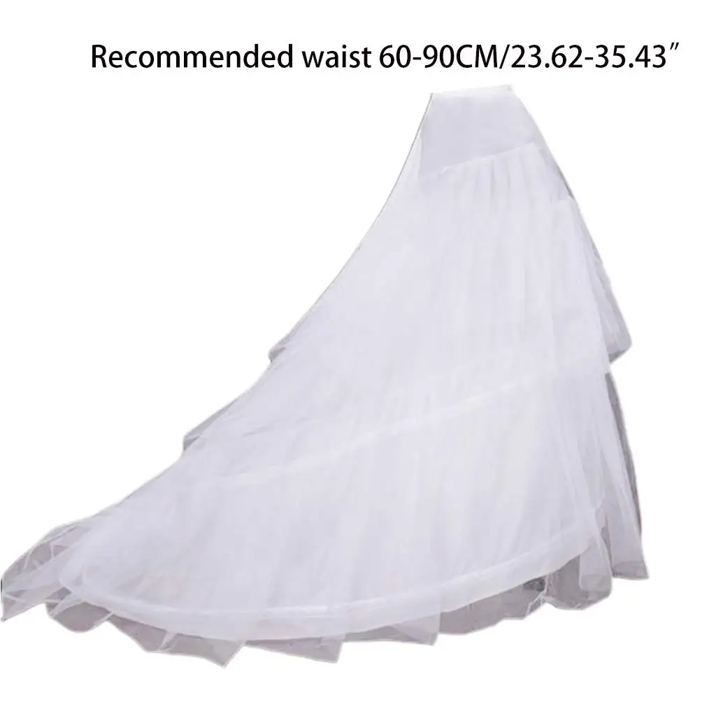 Frauen Braut 2 Reifen 3 Schicht Tüll Hochzeit lange nachlaufende Petticoat boden lange elastische Taille Fischschwanz Krinoline Slip Unterrock