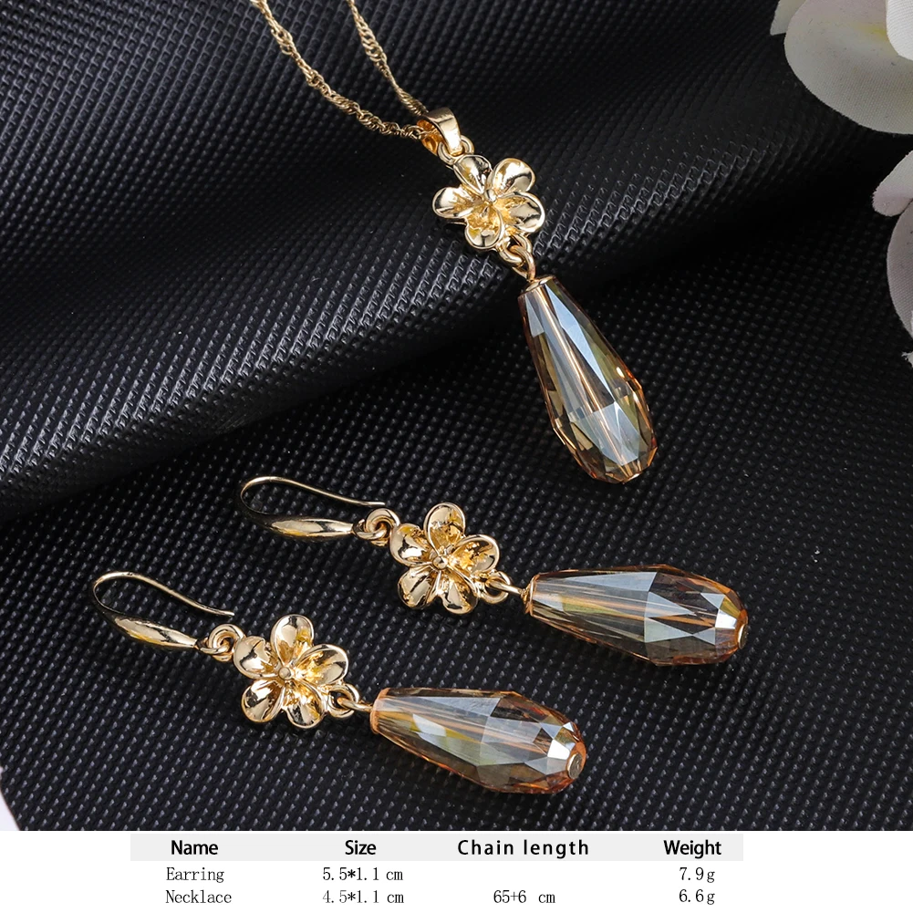 Cring Coco Polynesian Frangipani Earrings Sets Woman Drop Earring Hawaiian Crystal Flower Jewelry Sets 2022 for Women Dropship