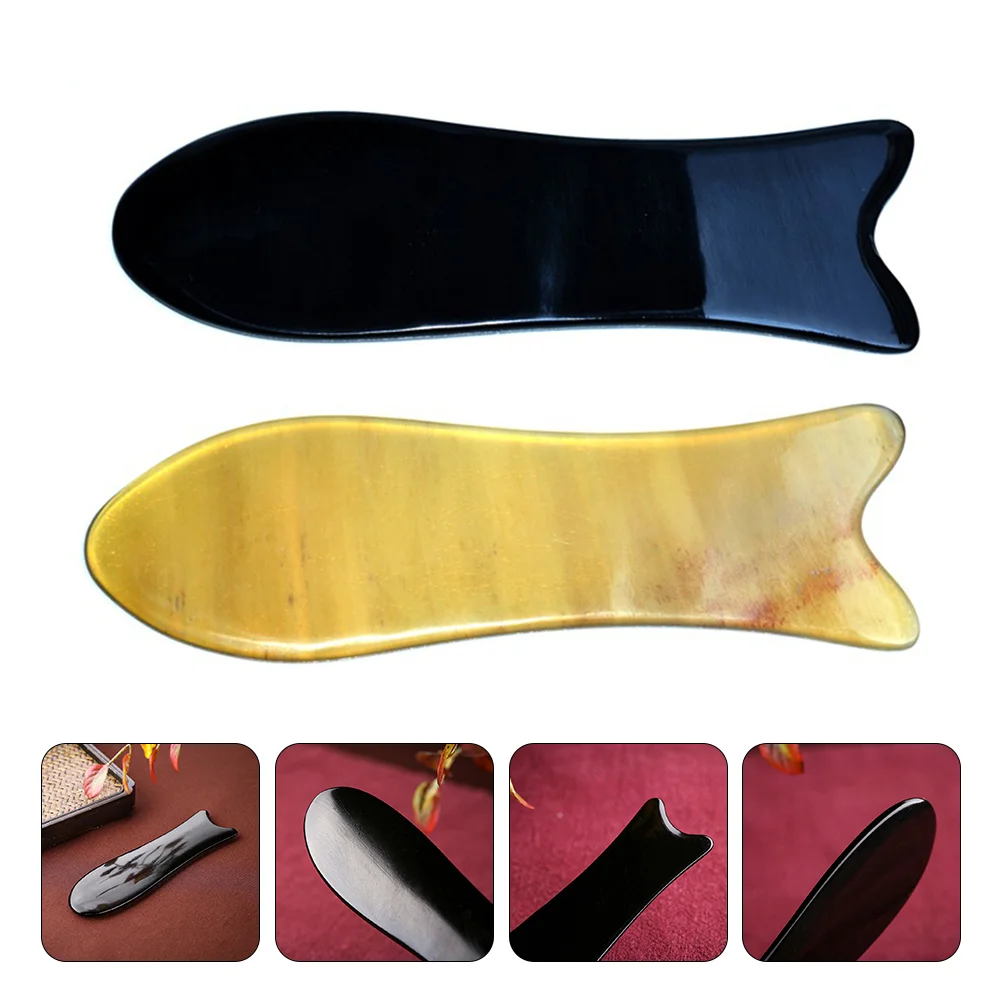 2 Pcs Tool Fish-shaped Tablets Foot Massager Body Guasha Boards Horns Back Scrapers Home Use