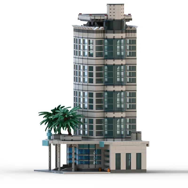 City Street View Moc Building Bricks South Beach Hospital Model Technology Blocks Gifts Christmas Toys DIY Assembly Set
