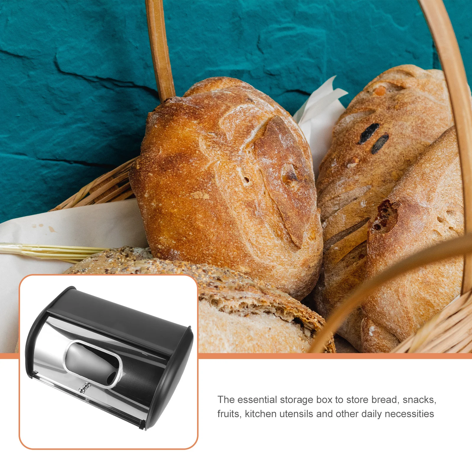 

Multi-Function Stainless Steel Bread Holder Large Capacity Kitchen Countertop Storage Bin Silverware Organizer Mirror Polished