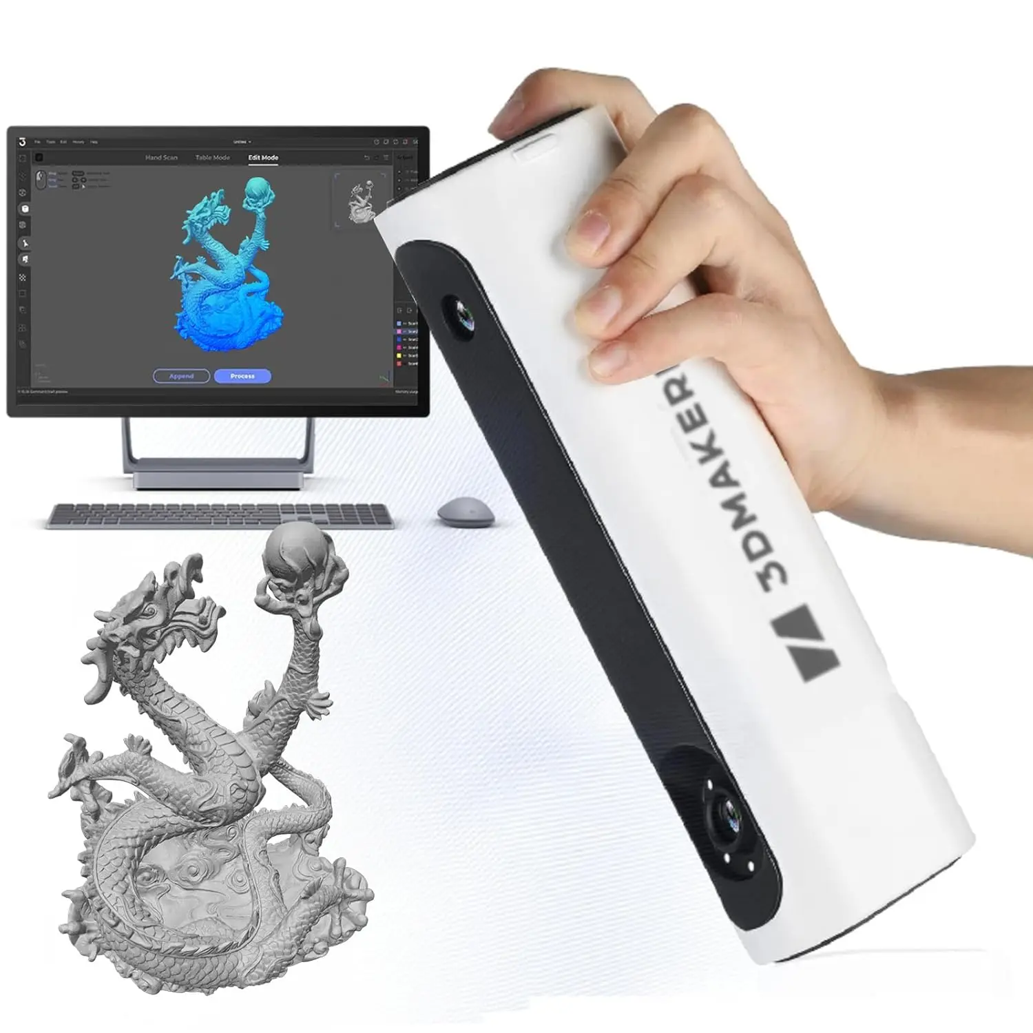 Lynx 3D Scanner for 3D Printing with 0.1mm Accuracy, 10FPS Scanning Lightning-Fast Speed with Anti-Shake Lenses, Premium Kit