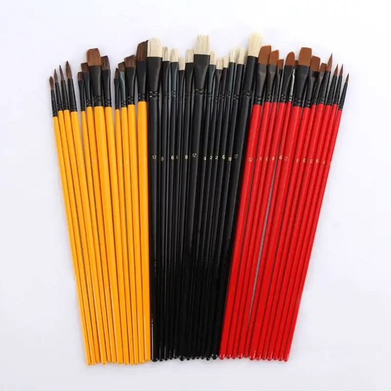 

36 шт./лот, многофункциональные кисти для рисования с холщовой сумкой, деревянная ручка, нейлоновые волосы, акварельные кисти для масляной живописи, товары для рукоделия