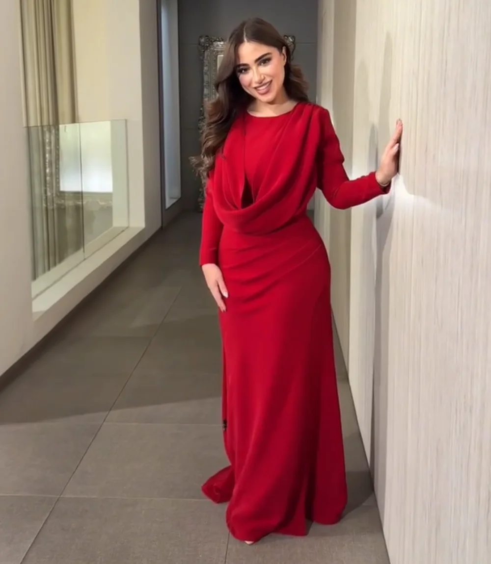 

Customized Exquisite Jersey Pleat Trumpet Jewel Long Dresses Bespoke Occasion Sizes Available Simple Classic