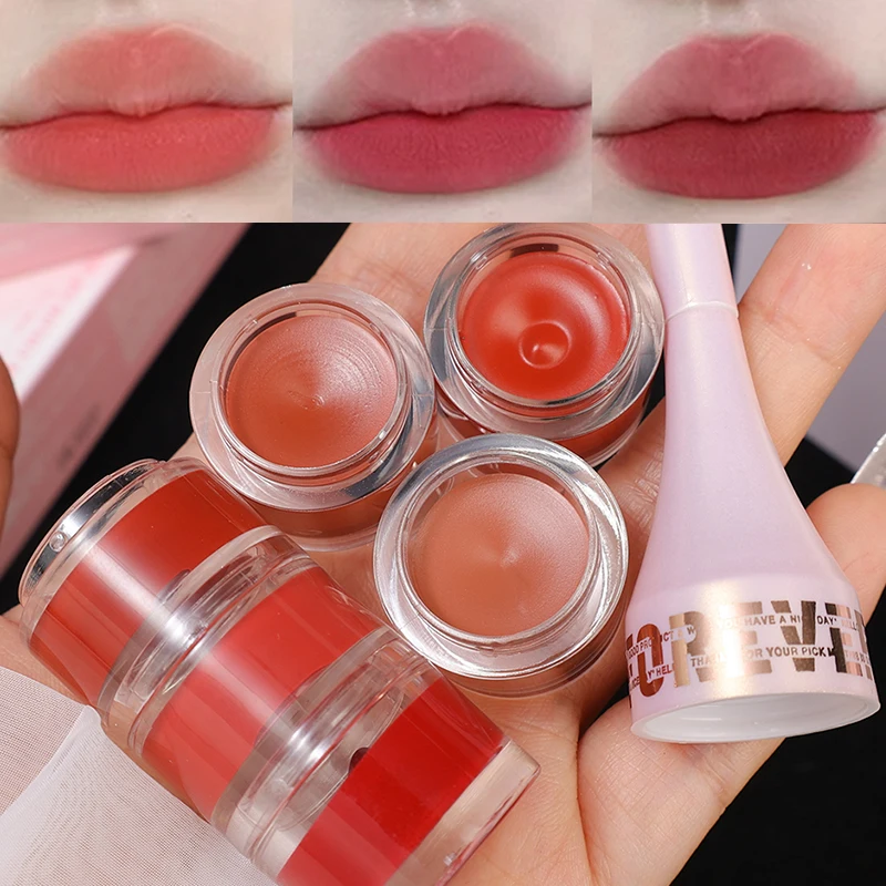 Velvet Matte Lip Mud Waterproof Lasting Non-stick Cup Easy To Color 3-color Lipstick Set Combo Cheek Blush Lips Makeup Cosmetics