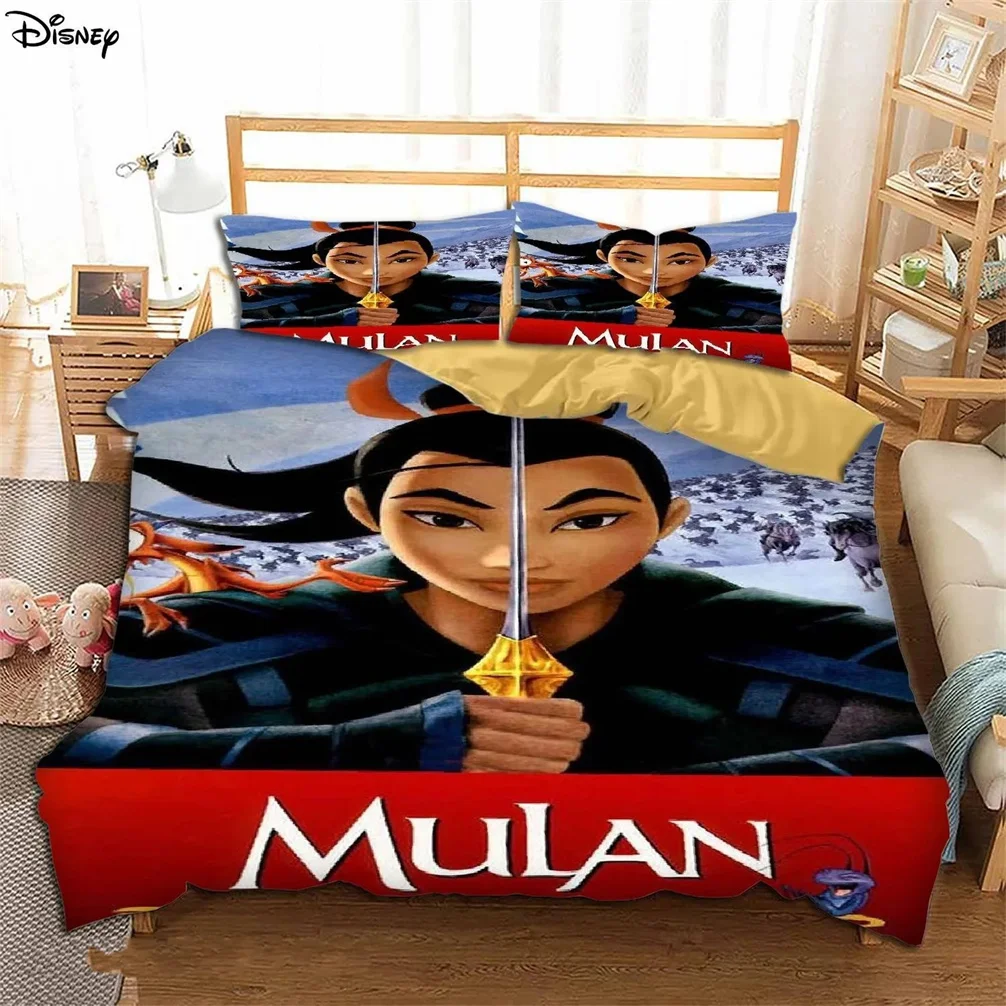 Disney Bedding Set US/Europe/UK Size Quilt Cover Princess Mulan Duvet Cover Pillow Case 2/3 Pieces Sets Adult Children Gift