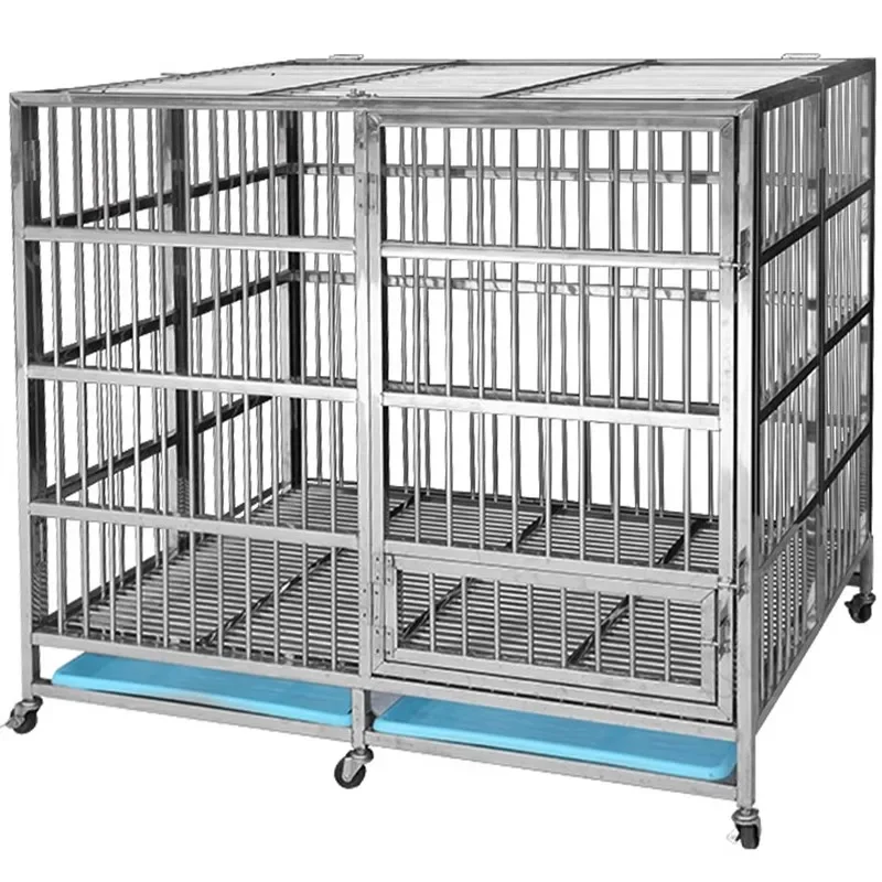 Factory Customize Wholesale Heavy Duty Removable Pet Metal Stainless Steel Cage Two Door Design Durable Large Dog Crate Kennels