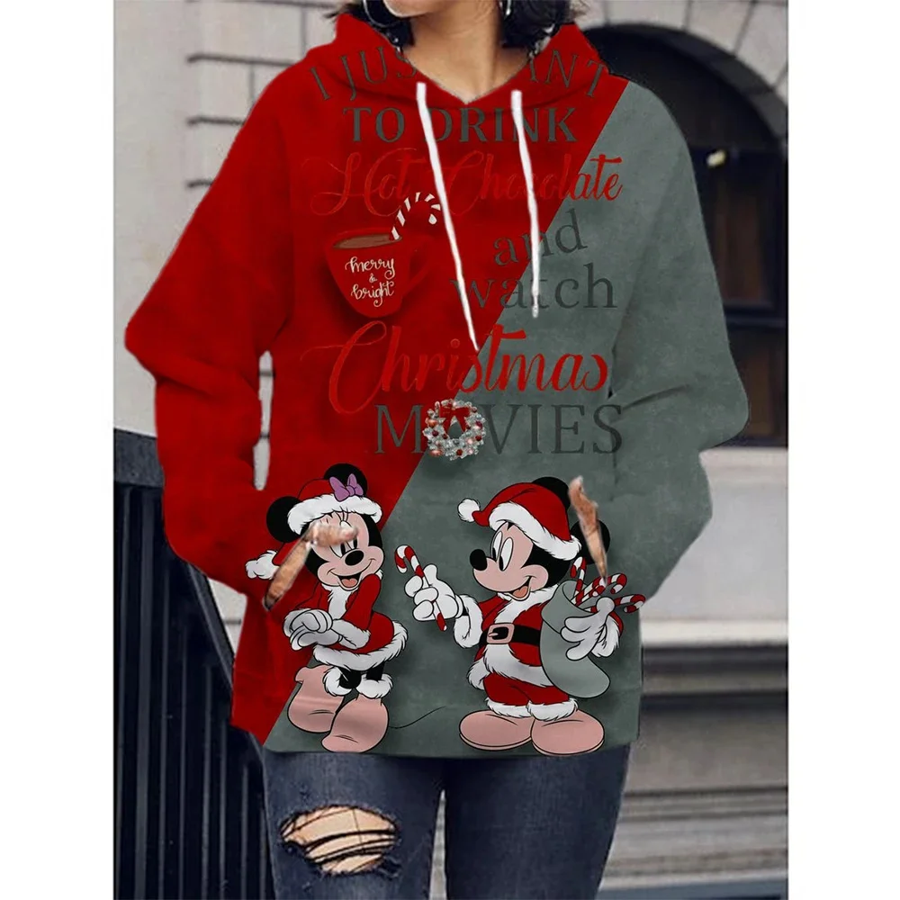 

Disney Autumn Men and Women Merry Christmas Hoodies Cute Cartoon Mickey Minnie Hoodies Couple Fashion Coats Casual Streetwear