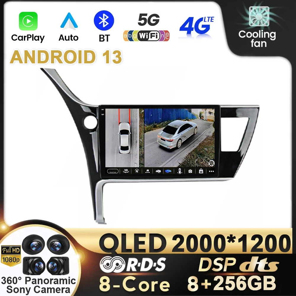 

Car Radio Android 13 For Toyota Corolla 11 Auris E180 2017 2018 2019 Multimedia GPS WIFI 4G Navi Stereo BT Auto Carplay 2din HU