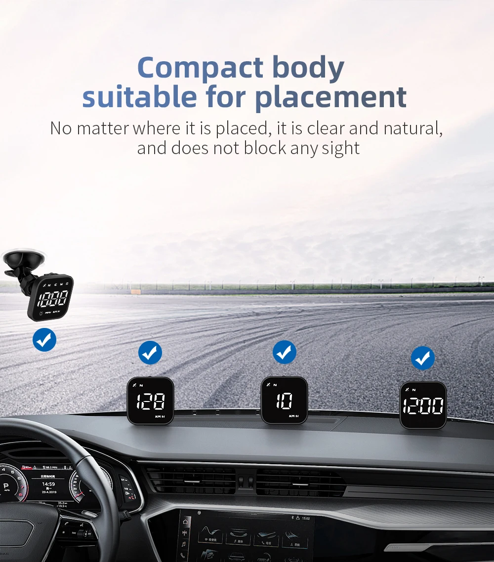 Auto-GPS-Head-Up-Display, LED-Smart-Digitaltacho, Fahrzeuggeschwindigkeitsanzeige G4S HUD, Autozubehör für alle Fahrzeuge mit Geschwindigkeitswarnung – Detail 7