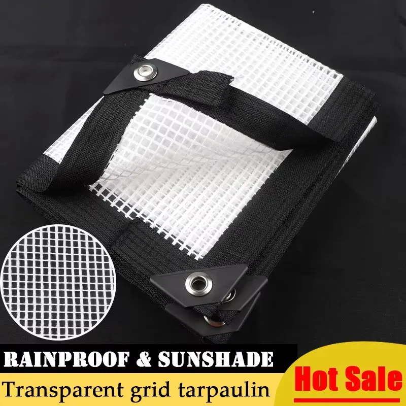 0.3mm 180g 2m~6m Wide Transparent PE Durable Clear Grid Film Garden Yard Plant Cover Camping Waterproof Cloth