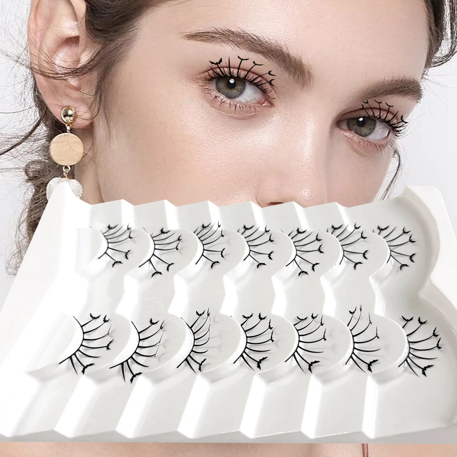 Sztuczne rzęsy na Halloween, randka, impreza, urocze małe motylkowe rzęsy wycinane z papieru, przesadzone rzęsy artystyczne na scenę.