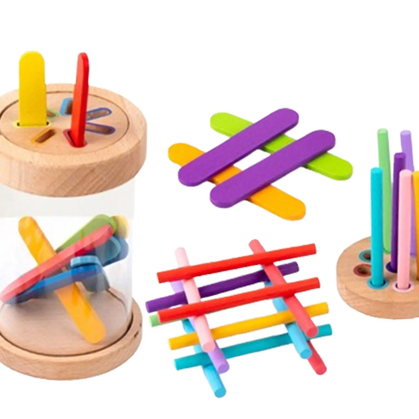 Wooden Learning Color Sorting Toy Montessori Toy for Kids 1 2 3 Year Old