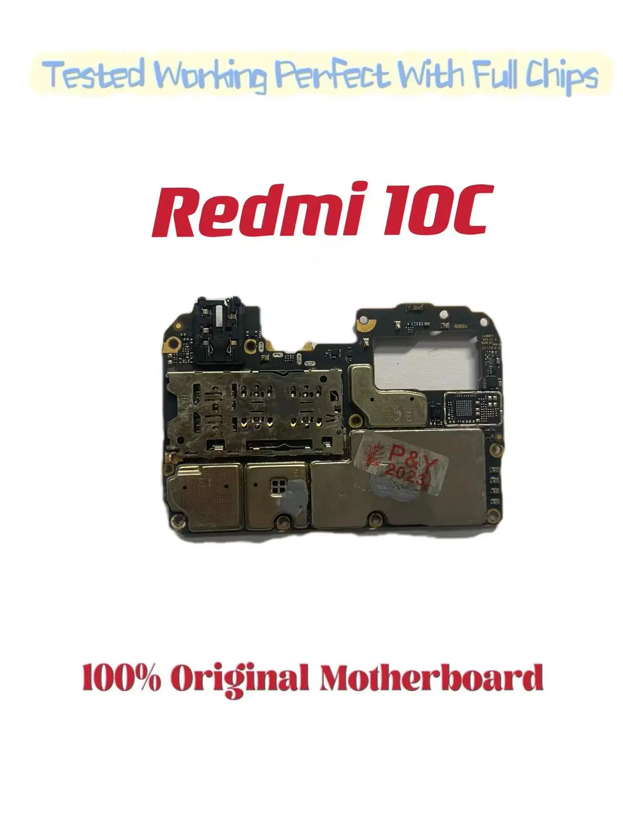 Original Unlocked Main Board for Redmi 10C Mainboard, Motherboard with Chips Circuits, Flex Cable