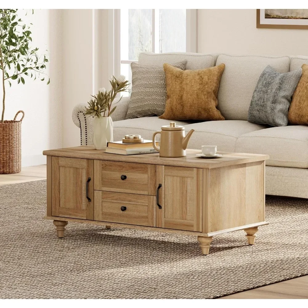 

Rustic Wooden Storage Coffee Table For Living Room Rectangular Center Table With Drawers Home Furniture Daily Functional Decor