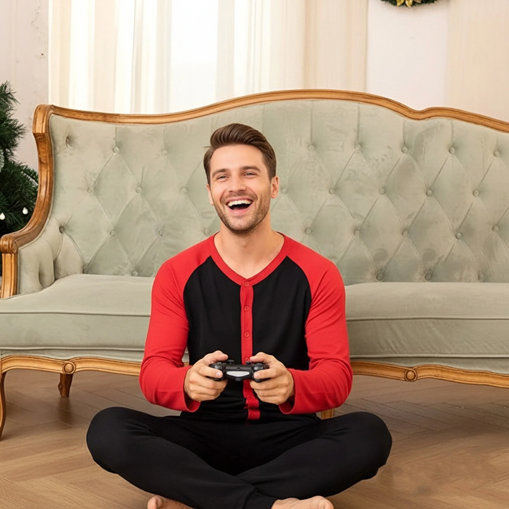 

Men s Button Down s Pajama Long Sleeve Round Neck Color Block Jumpsuit Nightwear For Adults