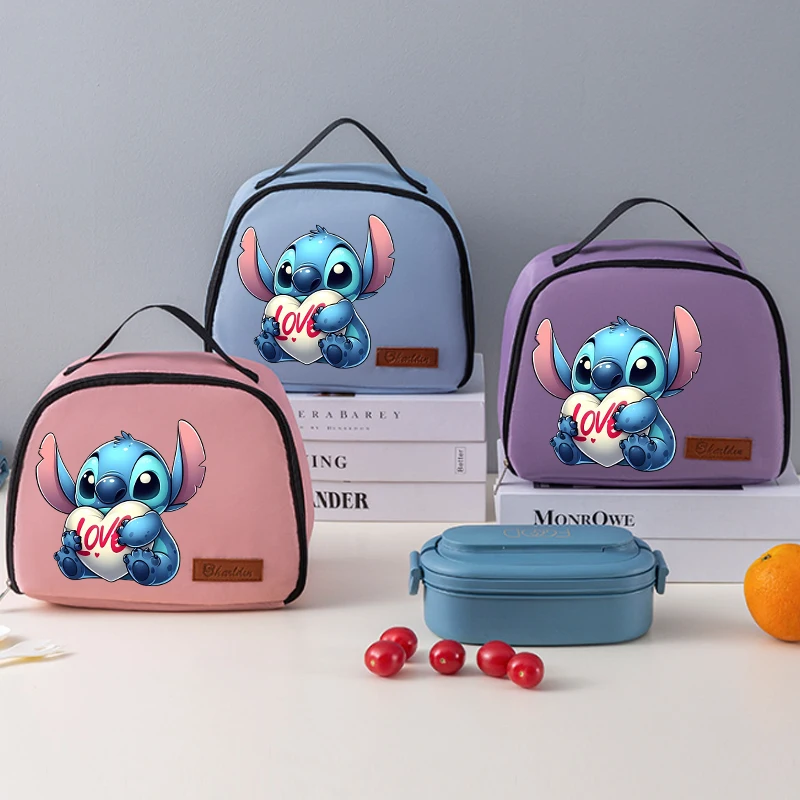 

Anime Stitches Print Lunch Bag Kawaii Tote Handbags for Women Kids Thickened Aluminum Film Foodbag Insulation Cooling Bento Box