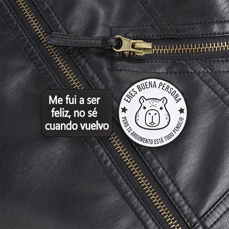 Spanish Humor Enamel Pins, Two Funny Sayings Me Fui A Ser Feliz And Capybara Fo…