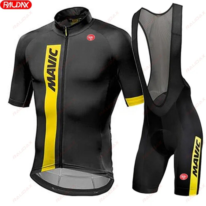 

RX MAVIC 2024 New Summer Men's Cycling Set Road Bicycle Breathable Short Sleeve Bib Shorts Bicycle Moisture Wicking Sweatshirt