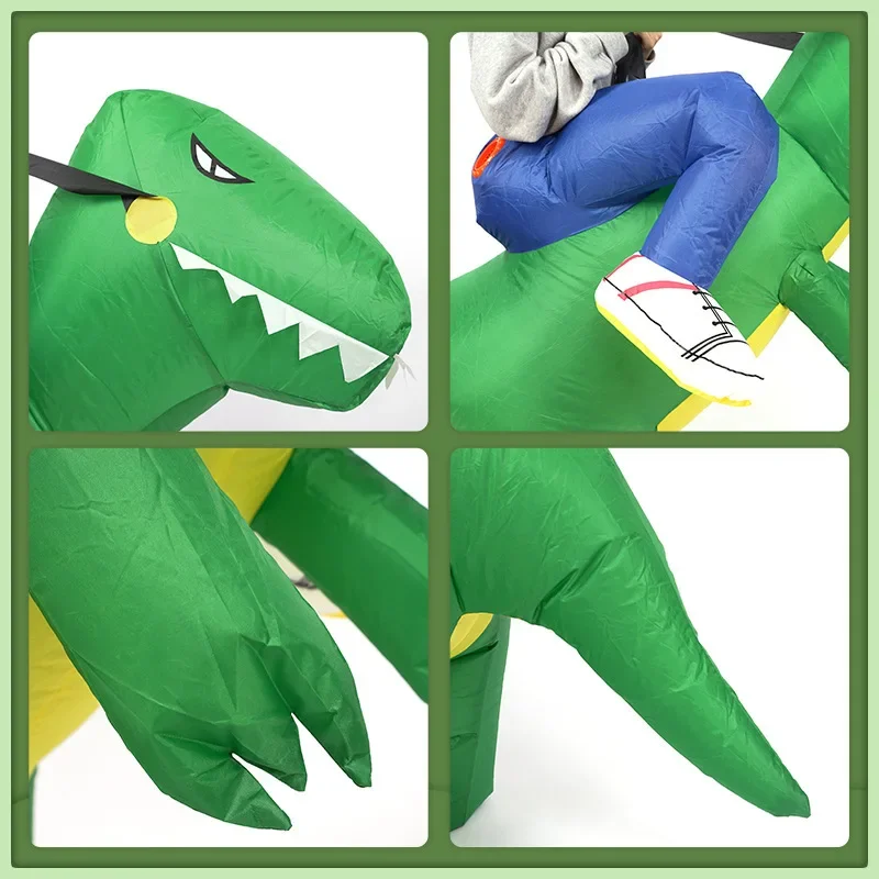 Dinosaurus Opblaasbare Kleding Halloween Feest Uniform Pak Kinderen Volwassen Mount Cartoon Grappige Prestaties Full Set Vrouwen Mannen