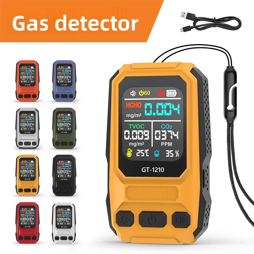 Portable temperature and humidity air quality detector indoor with handheld CO2 formaldehyde carbon dioxide detector
