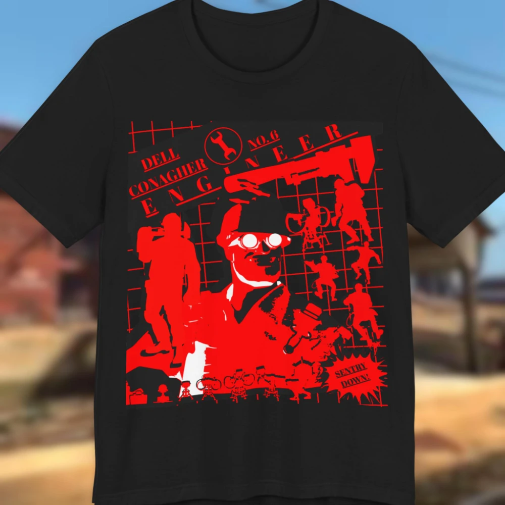 TF2 Engineer Shirt Streetwear-Stil, lockeres Herren-T-Shirt, All-Season-Streetwear-Shirt für Paare, grafische T-Shirts, Vintage-T-Shirt